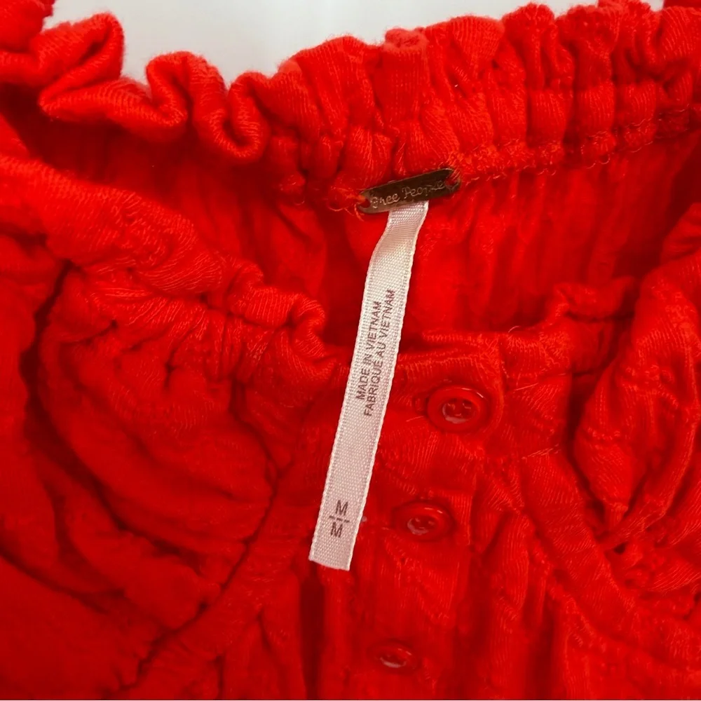 Free People Red Lady Bug Long sleeve top